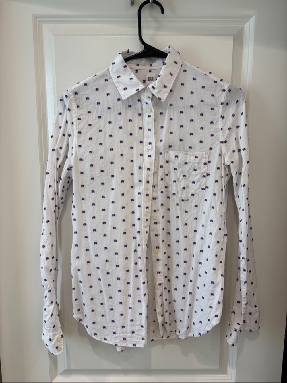 GAP White Button-Down with Pink and Blue Micro Print
